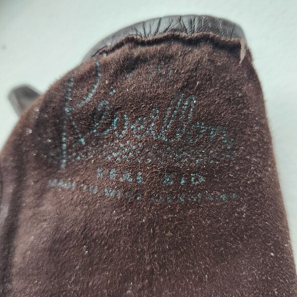 Vintage Chocolate Brown Leather Gloves – S - Picture 4 of 7